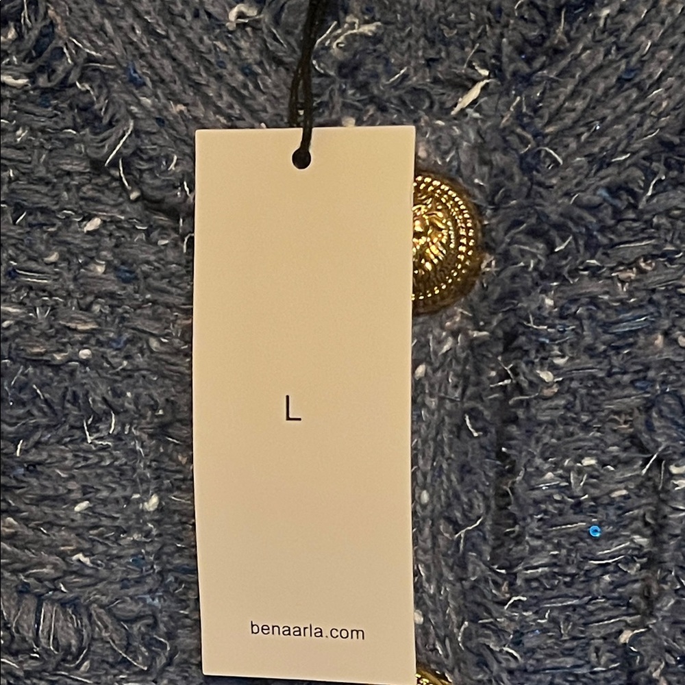NWT Benaar LA Bethany Tweed Jacket with Gold Buttons Size L - Picture 3 of 10